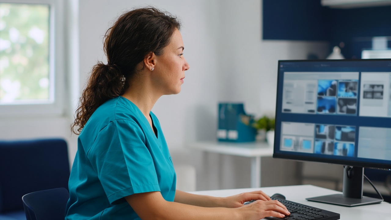 Clinician reviewing charts to support accurate quality measurement